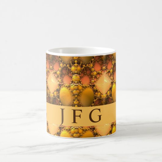 Mug Monogramme d'art fractal jaune peigne (Centre)