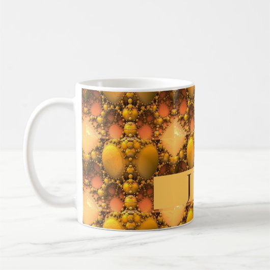 Mug Monogramme d'art fractal jaune peigne (Gauche)