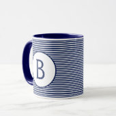 Mug Monogramme de bande bleue de la marine (Devant gauche)