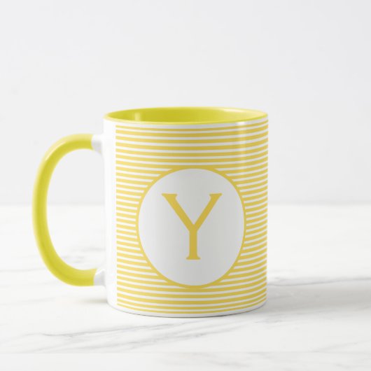 Mug Monogramme de bande jaune (Gauche)