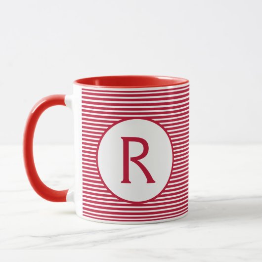 Mug Monogramme de bande rouge (Gauche)
