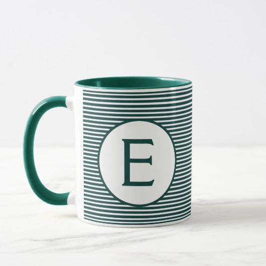 Mug Monogramme de bande verte de pin (Gauche)