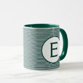Mug Monogramme de bande verte de pin (Devant droit)