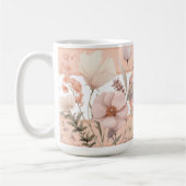 Mug Monogramme de belles fleurs sauvages rose et pêche (Gauche)