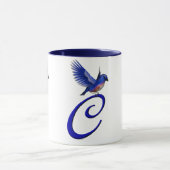 Mug Monogramme de bleuet initial C élégant (Centre)