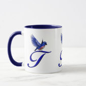 Mug Monogramme de bleuet initial T élégant (Gauche)