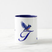 Mug Monogramme de bleuet initial T élégant (Centre)