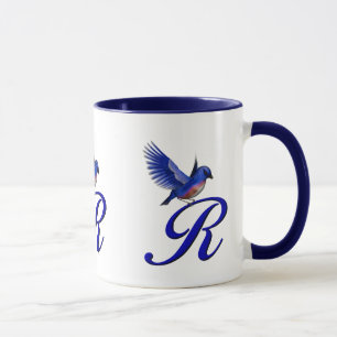 Mug Monogramme de Bluebird initial R élégant