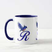Mug Monogramme de Bluebird initial R élégant (Gauche)