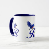 Mug Monogramme de Bluebird initial R élégant (Devant gauche)