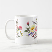 Mug Monogramme de Bridesmaid Fleurs d'aquarelle Pastel (Gauche)