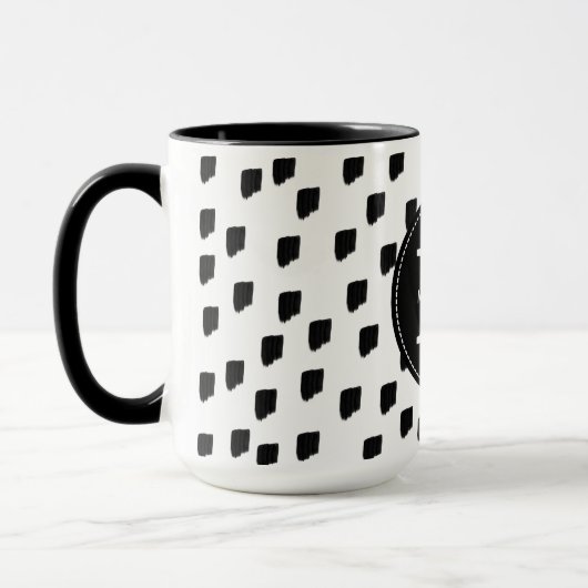 Mug Monogramme de brosse noir et blanc (Gauche)