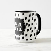 Mug Monogramme de brosse noir et blanc (Devant droit)
