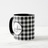 Mug Monogramme de Buffle noir et blanc tendance (Devant gauche)