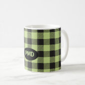 Mug Monogramme de Buffle noir vert citron (Devant droit)