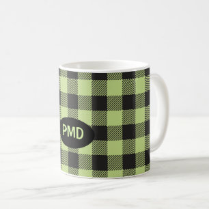 Mug Monogramme de Buffle noir vert citron