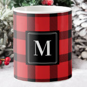 Mug Monogramme de Buffle Rouge et Noir tendance