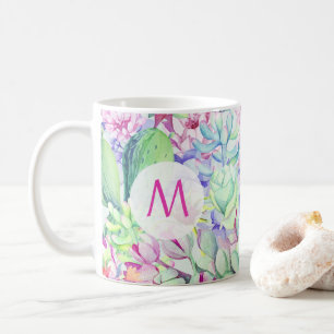 Mug Monogramme de cactus et succulents