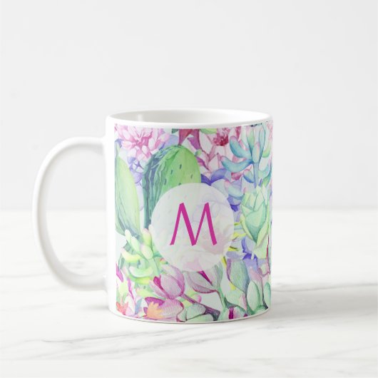 Mug Monogramme de cactus et succulents (Gauche)
