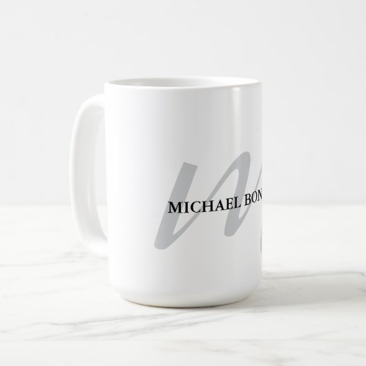 Mug Monogramme de calligraphie classique professionnel (Devant gauche)
