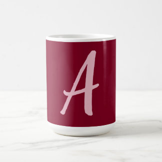 Mug Monogramme de calligraphie rouge Bourgogne