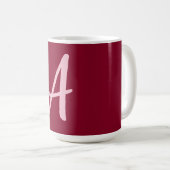 Mug Monogramme de calligraphie rouge Bourgogne (Devant droit)