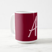 Mug Monogramme de calligraphie rouge Bourgogne (Devant gauche)