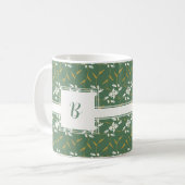Mug Monogramme de Carré vert de fleurs Regal joyeux (Devant gauche)