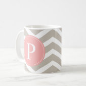 Mug Monogramme de char rose pâle rose (Devant gauche)