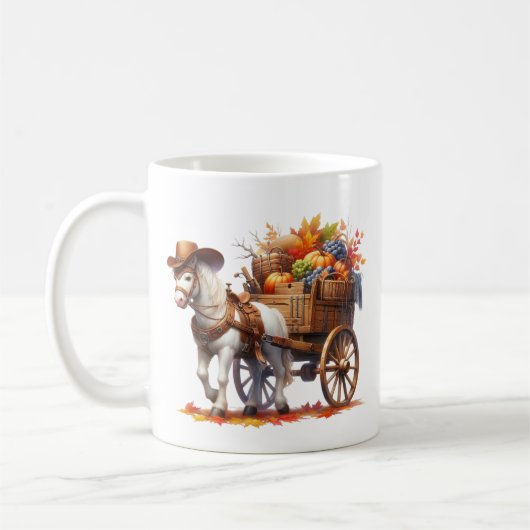Mug Monogramme de cheval saisonnier d'automne amusant (Gauche)