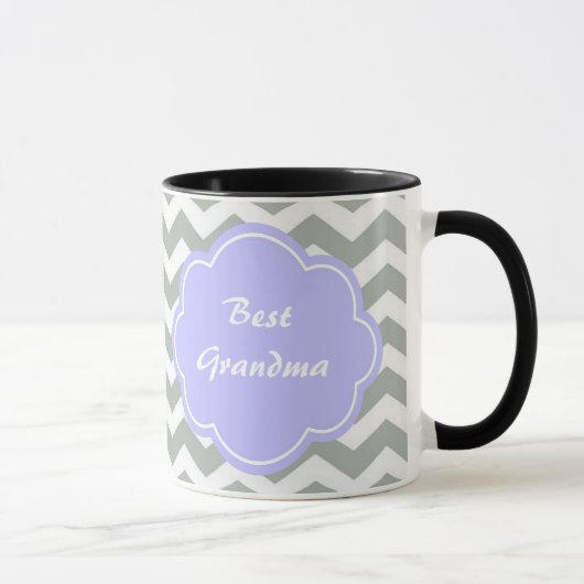 Mug Monogramme de chevron gris tendance, moderne et él (Droite)