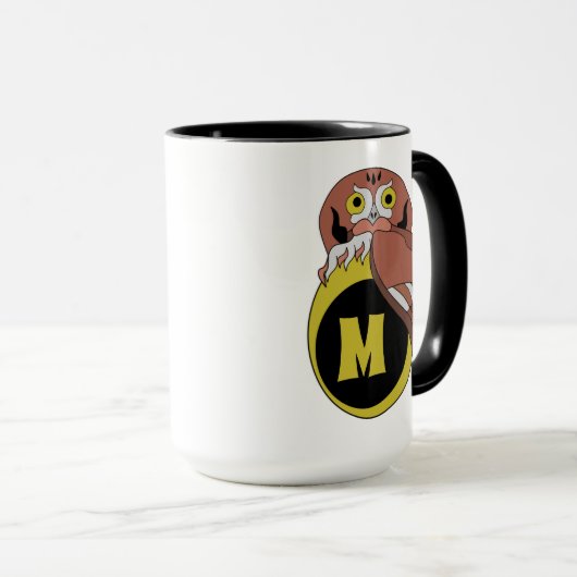 Mug Monogramme de Chouette de l'Est (Devant droit)