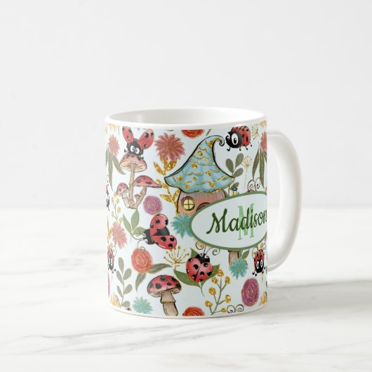 Mug Monogramme de choux charbonneux de champignons (Devant droit)
