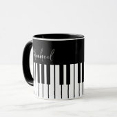 Mug Monogramme de clavier de piano noir et blanc (Devant gauche)