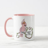 Mug Monogramme de Cockatoo rose Whimsical (Gauche)