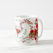 Mug monogramme de coeur élégant nom personnalisé fleur (Devant droit)