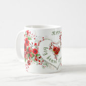 Mug monogramme de coeur élégant nom personnalisé fleur (Devant gauche)