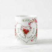 Mug monogramme de coeur élégant nom personnalisé fleur (Centre)