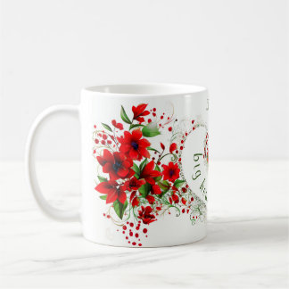 Mug monogramme de coeur élégant nom personnalisé fleur