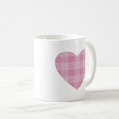Mug Monogramme de cœur tartan mignon rose (Devant droit)
