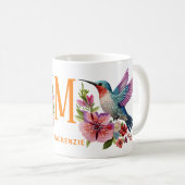 Mug Monogramme de colibri brodé Nom Customisé (Devant droit)