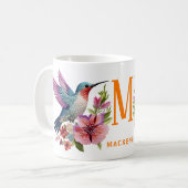Mug Monogramme de colibri brodé Nom Customisé (Devant gauche)