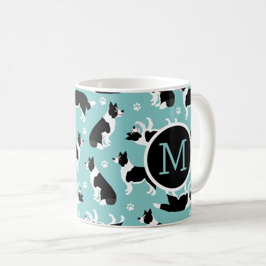 Mug Monogramme de colle frontière (Devant droit)
