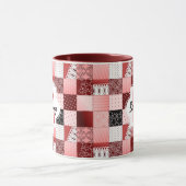 Mug Monogramme de corail et rouge de conception (Centre)