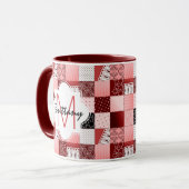 Mug Monogramme de corail et rouge de conception (Devant gauche)