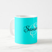 Mug Monogramme de couleur Aqua Customisé à l'aide de s (Devant gauche)