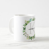 MUG MONOGRAMME DE COULEUR D'EAU SUCCULTE EUCALYPTUS FO (Devant gauche)