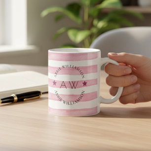 Mug monogramme de couleur rose