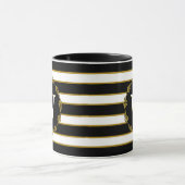 Mug Monogramme de couronne botanique blanc noir (Centre)