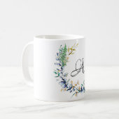 Mug Monogramme de couronne botanique chic (Devant gauche)
